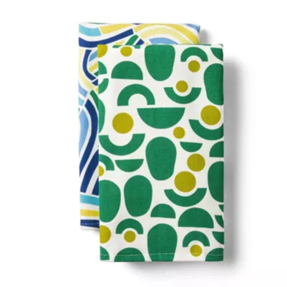 Set of 2 Avocado and Waves Kitchen Towels - Tabitha Brown for Target NWT